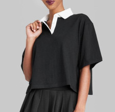 Wild Fable Women's Short Sleeve Rugby Shirt Size Small