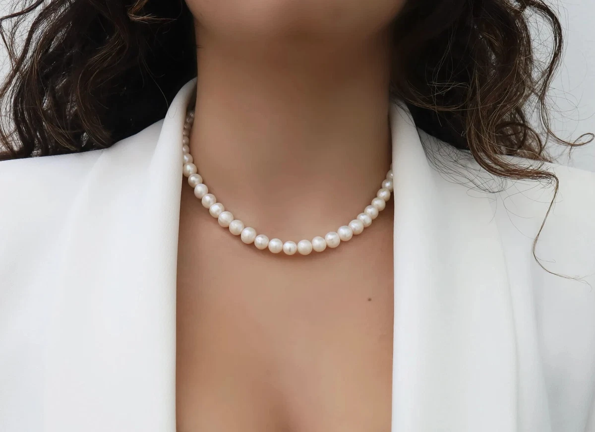 10mm Freshwater Pearl Necklace Classic Pearls Natural Pearl Necklace