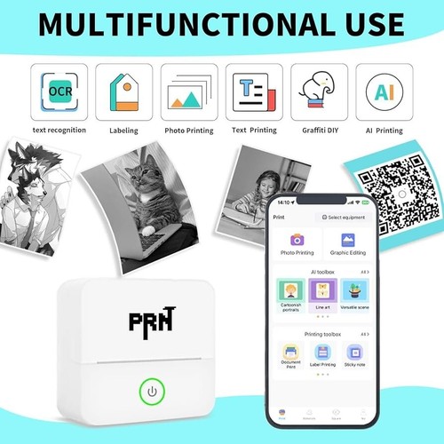 PRNT das Original Z-01, 57 mm Bluetooth tintenloser Sofortaufkleberdrucker (WEISS) - Bild 7 von 9