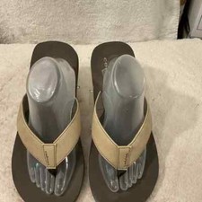 Cioban Mens FLip Flops Tan Leather Strap Sz 10