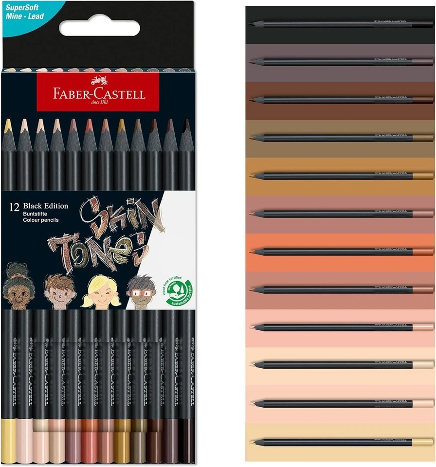 Faber-Castell Schwarz Edition Stifte - Haut Farben - Packung 12 (50 Mit 12) - Bild 2 von 4