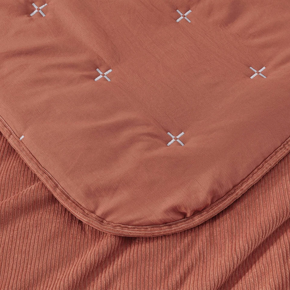 Juego de edredón de pana punto de cruz de lujo Chezmoi Collection Chester de 3 piezas Foto 3 de 4