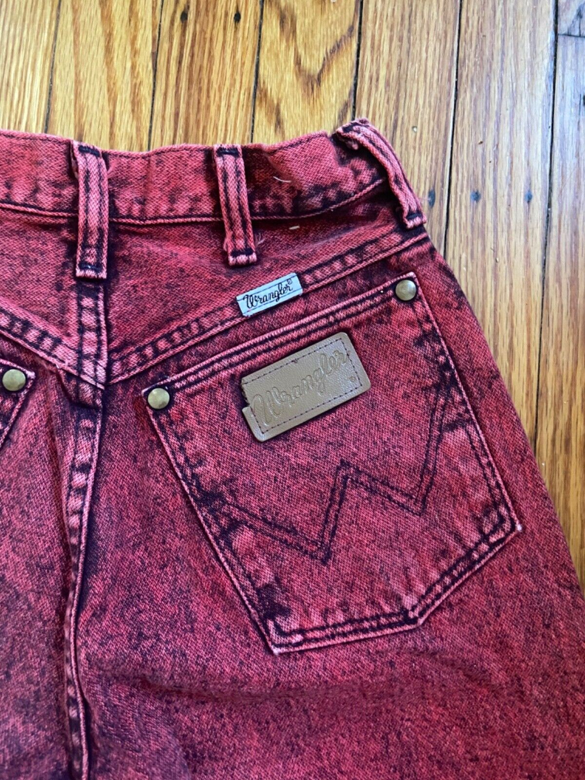 Vintage 1980s Womens Wrangler jeans RED acid wash - image 1