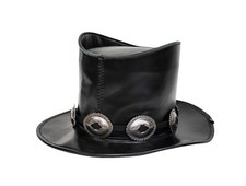 ROCK STAR CONCHO HAT BAND COSTUME TOP HAT STEEL GENUINE LEATHER BAND ONLY