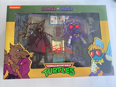 NECA Splinter vs Baxter TMNT 2 Pack NEW/SEALED NICKELODEON Signed K.Eastman