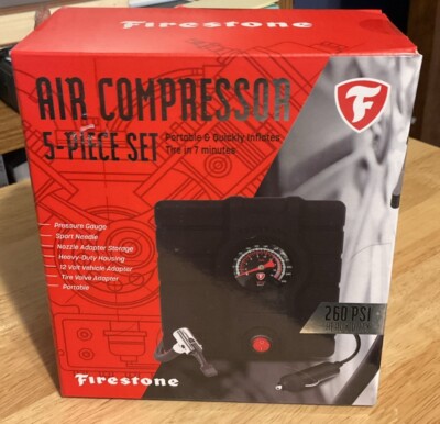 Firestone 5 Piece Air Compressor Set 260 PSI Portable Car Lighter ...