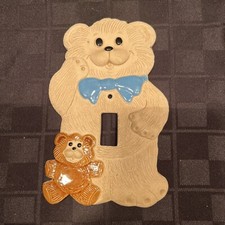 Teddy Bears Light Switch Plate Vintage Ceramic