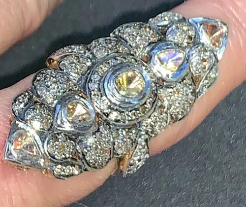 MA Large 18 karat gold and silver Long Diamond Ring - Picture 5 of 13