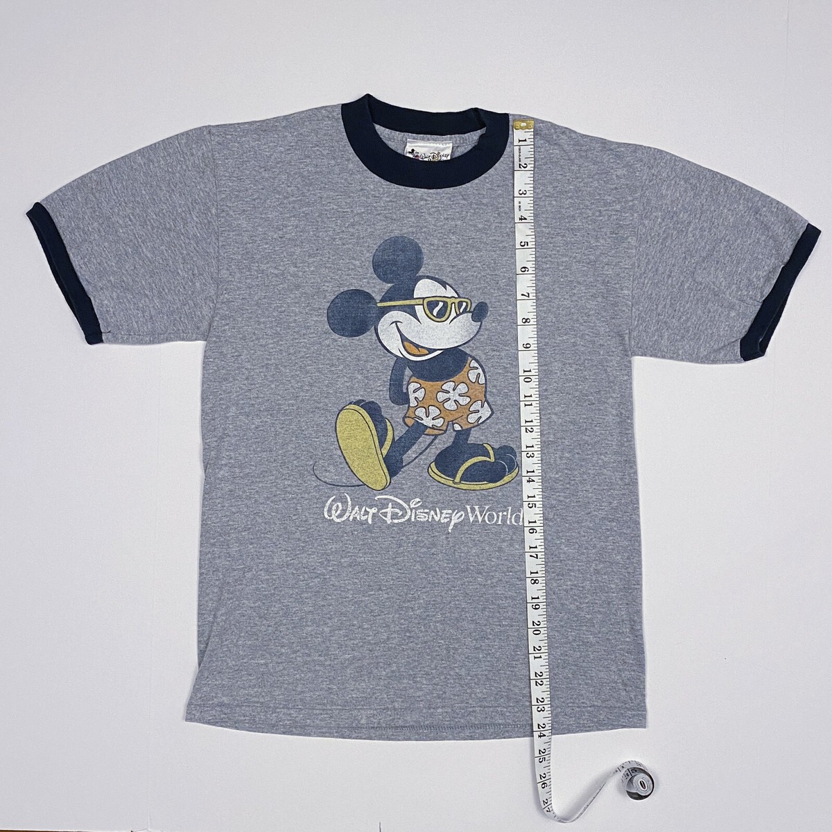 Vintage Walt Disney World WDW Tropical Mickey Mouse Ringer Tee