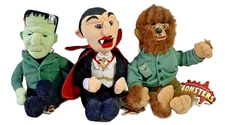 Set 3 Universal Studios Monsters 1999 Plush Dracula Frankenstein Halloween 9" 