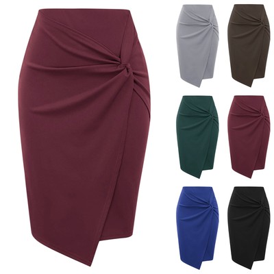Women's Elegant  Solid Color Twisted Pencil Skirt Short Dress