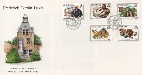 GUERNSEY FREDERICK CORBIN LUKIS 1988 FDC - CLEAN/NO ADDRESS - WITH INSERT