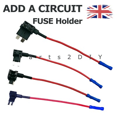 Add A Circuit VERDRAHTETER SICHERUNGSHALTER 12 V Auto Huckepack Spaten Spleißschalter UK
