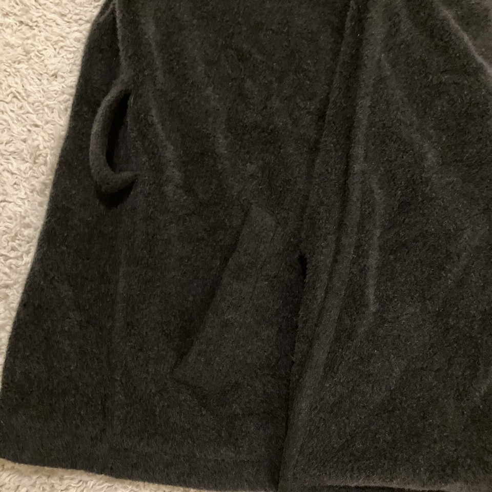 Land’s End Wool Blend Black Long Sleeve Open Bath Robe Mens Size Medium