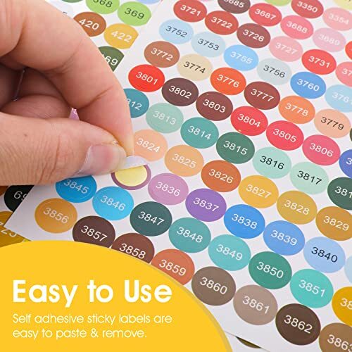 Diamond Colorful Number Painting Labels, 4 Sheet 447Pcs Self Adhesive Labels - Picture 2 of 7