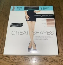 1 Pair, No Nonsense Women's Shaping Tight, Almost Black Sheer Toe, Size C, CC5
