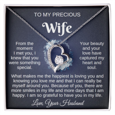 To My Wife Heart Necklace Anniversary heartfelt Message Gift From Husband