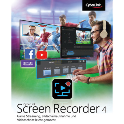 CyberLink Screen Recorder 4 Deluxe ESD (Download) 64-Bit Windows 10/8.1/7 eMail