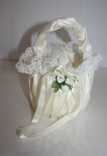 Ivory Satin Flower Girl Basket 5" X 8"