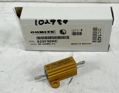 Lot Of 6 Ohmite 825F50RE, Power Resistor Metal Mite 25W, 50 OHMS 1%