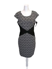 Sangria Women's Size 8 Black & White Cap Sleeve Geometric Sheath Dress NWT