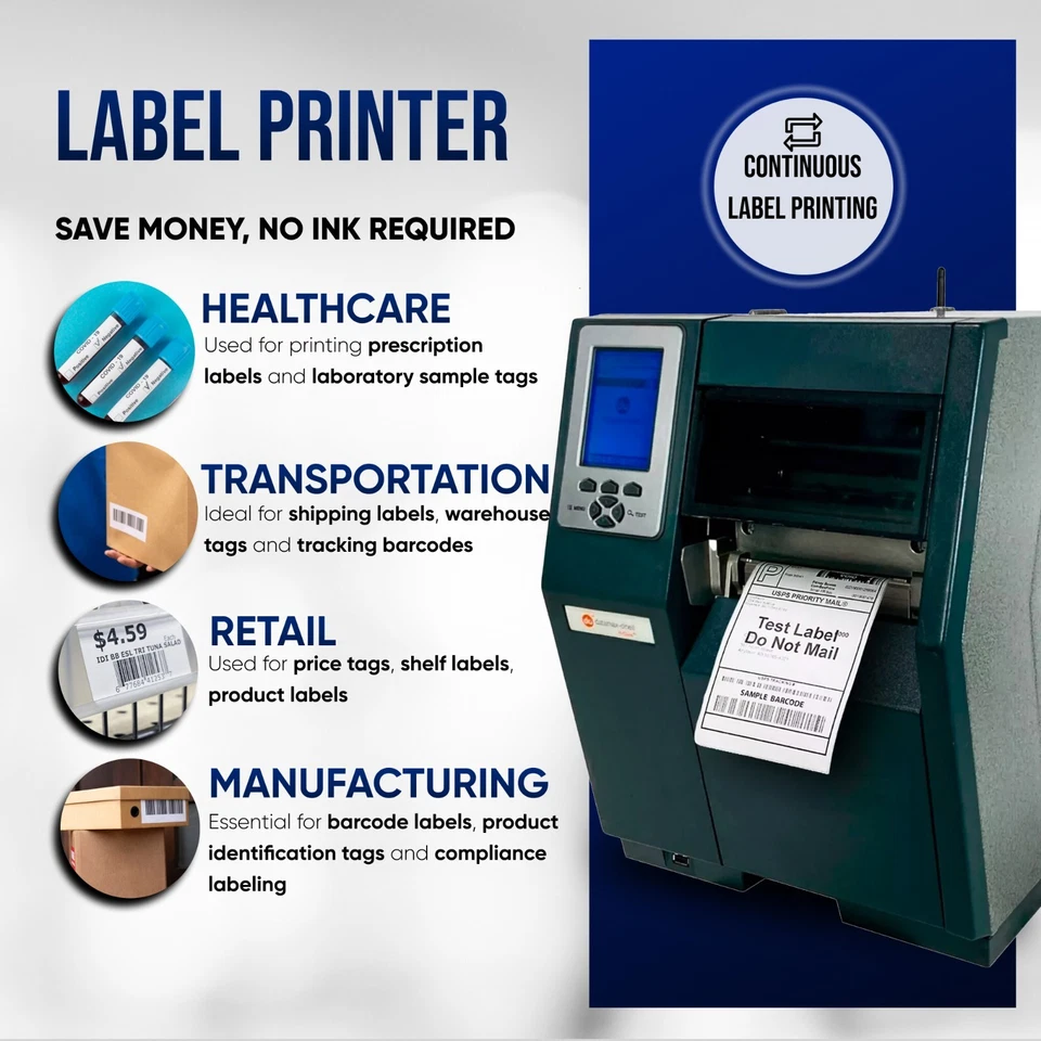 High Quality❤️Industrial Direct Thermal Transfer 600m Label Printer w/WiFi & USB - Image 4 of 4