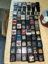 Vintage Atari Computer Game Cartridge Pac-Man Combat Space Invaders Lot of 82