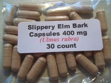 Slippery Elm Bark Powder Capsules (Ulmus rubra) 400mg.  30 count