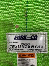 Fork-Co Forklift Lifting Sling 7" x 3.5" x 96" Green Webbing Fork Sock Heavy Dut