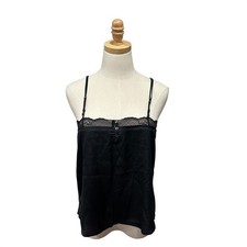 Abercrombie  Fitch Black Lace Trim Henley Camisole Top Large Womens Adjustable