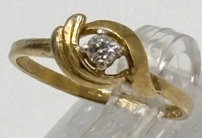 VINTAGE Solitärring 0,925 Stelingsilber vergoldet funkelder Zirkon Größe 51
