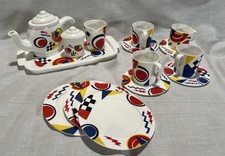 Vintage Kids Plastic Tea Set White,blue,red, Black