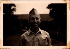Vintage Snapshot Photo Smiling WWII Era Soldier Military Uniform Portrait