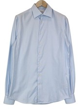 Suitsupply Traveller Men's Shirt 39L/15 1/2L Slim Blue Cotton Long Sleeve