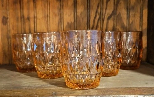 Jeannette Glass Windsor Pink Juice Water Tumblers Set Of 5