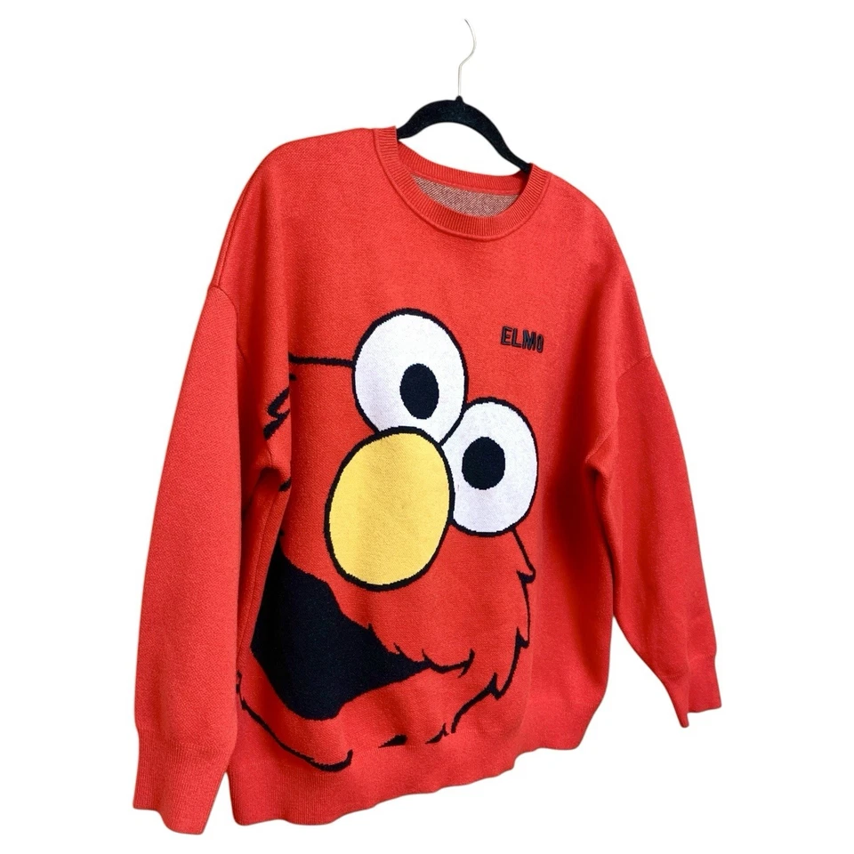 Sesame Street Elmo Sweatshirt Womens UK L Red Oversized Thick Warm Top *FLAW* - Image 2 of 4