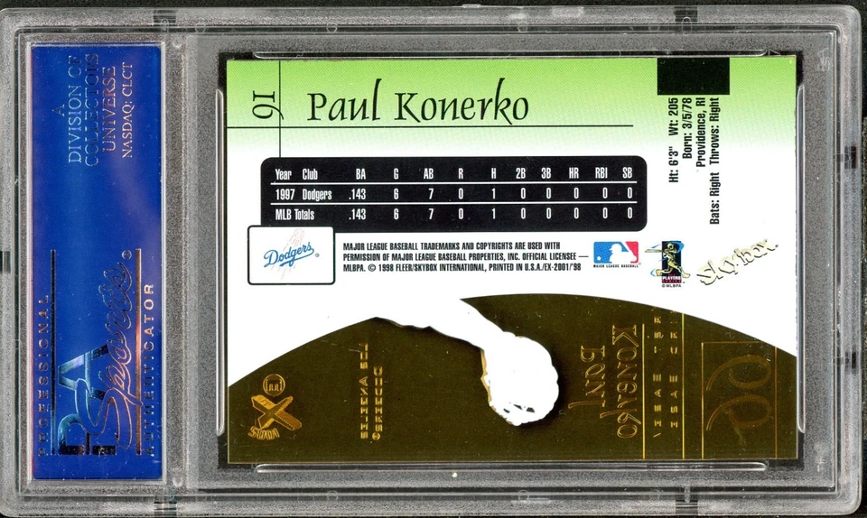Skybox 1998 - Paul Konerko E-X 2001 #91 PSA 7 Foto 2 de 2