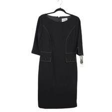 New Julian Taylor Dress Sz 6 Black Sheath Career Work Office Contrast Stitch LBD