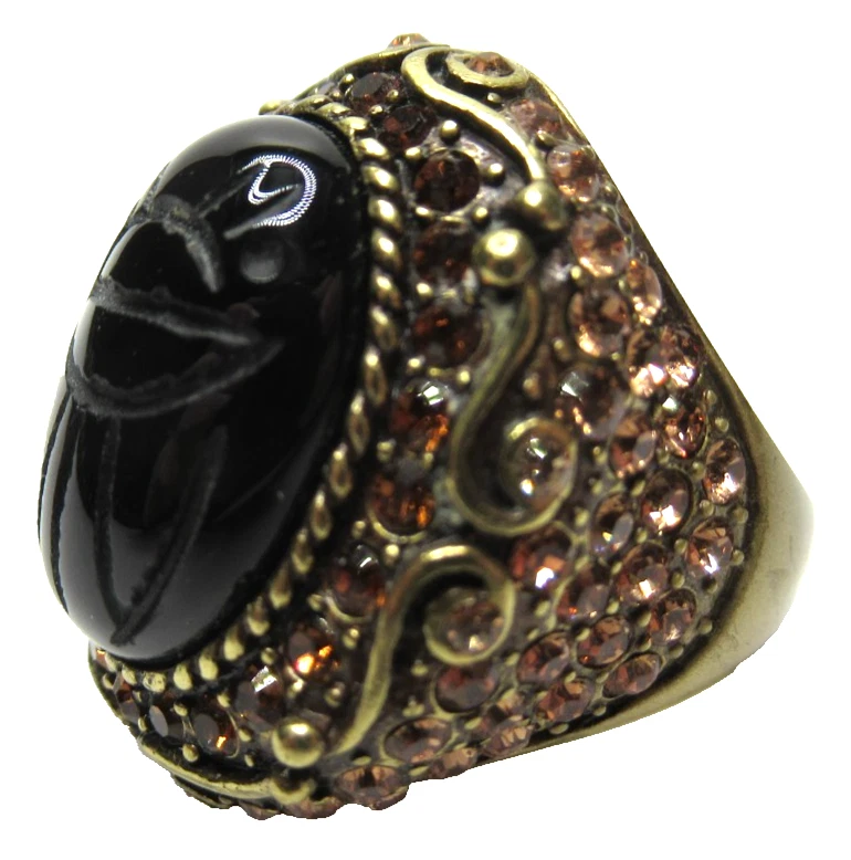 Anillo Escarabajo Negro Cristal Cerveza Raíz HEIDI DAUS Talla 7 Foto 2 de 4