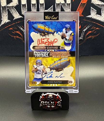 Wild Card Fantasy Football Steampunk Dual Auto 1/1 Stafford Nacua #FSPDACL-MSPN