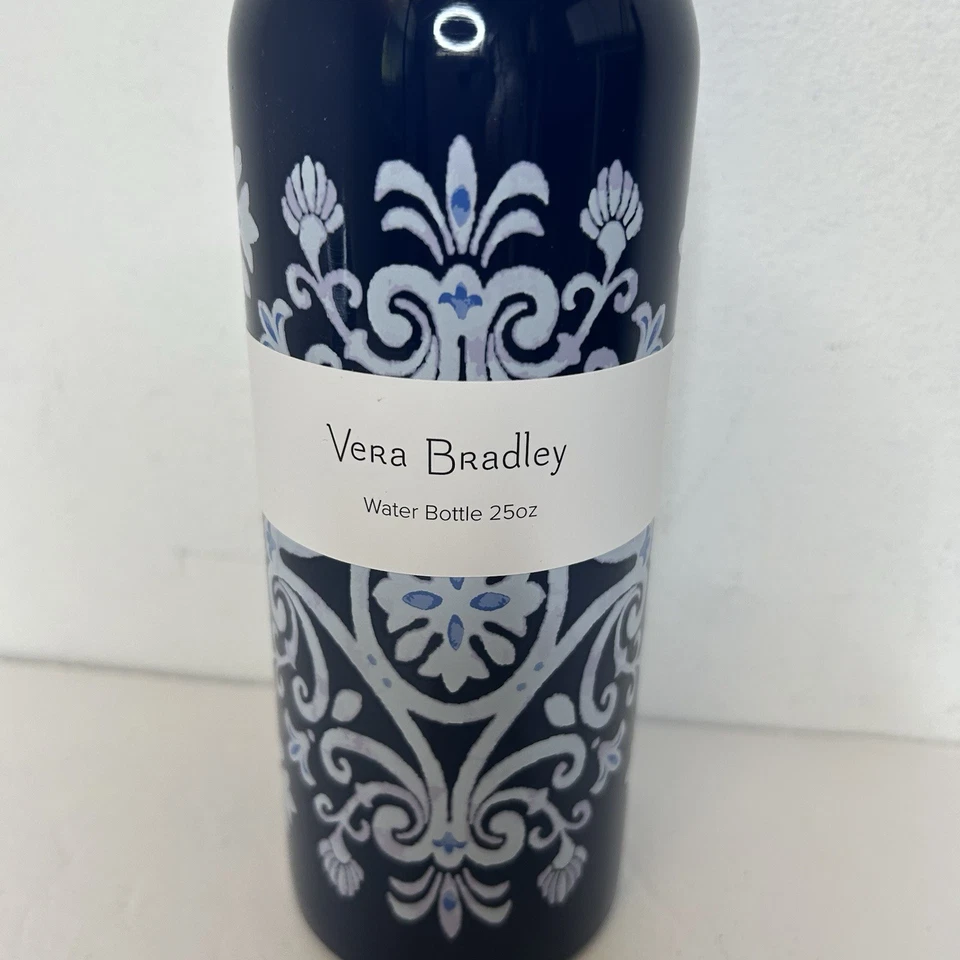 Nueva botella de agua Vera Bradley azul medallón acero inoxidable 25 oz azul blanco Foto 2 de 4