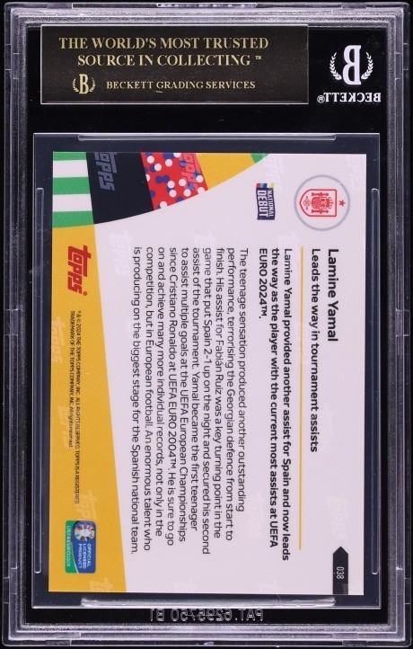 2024 Topps Now UEFA Euro Lamine Yamal RC #38 BGS 10 PRISTINE BLACK LABEL view 2