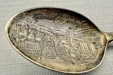 Antique Sterling Silver Los Angeles Souvenir Spoon Gold Discovery Yosemite VTG