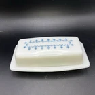 Vintage Pyrex Blue Snowflake Butter Dish with Lid,
