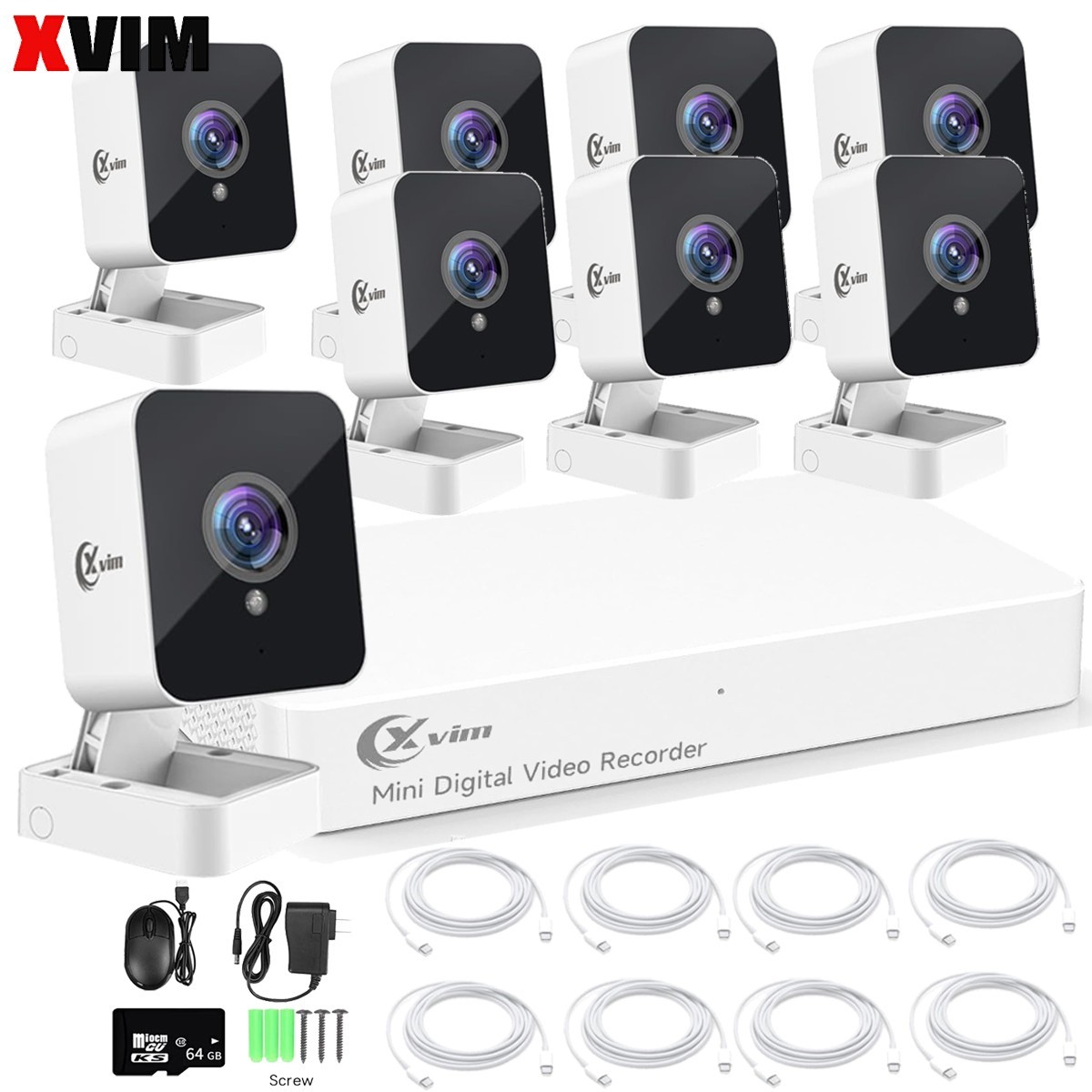 Xvim 1080P Hdmi 8Ch Cctv Dvr Outdoor Ir Night Security Camera System 8Pcs Camera