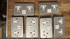 6 x Metalclad 2 Gang 13A Switched Sockets 