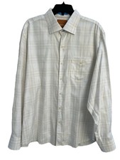 Tommy Bahama NWOT Plaid XLarge Men's Long Sleeve Button Shirt CreM TanStriped