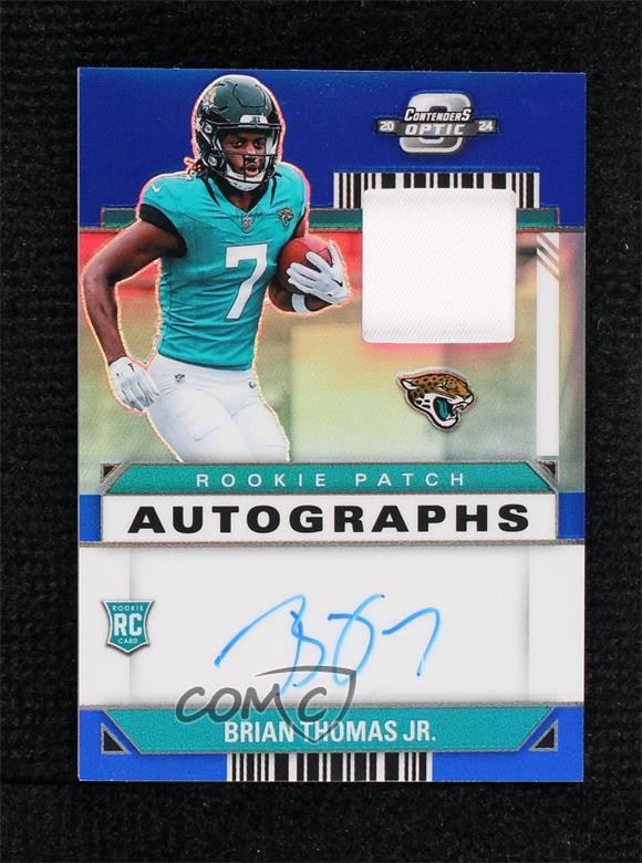 2024 Contenders Optic Blue Prizm 19/50 Brian Thomas Jr RPA Rookie Patch Auto RC