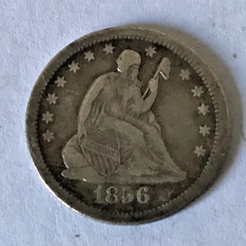 1856 USA Seated Liberty Quarter Dollar Silver Coin 90% US Antique