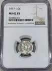 1917 Silver Mercury Dime 10C - NGC MS62 FB - Beautiful,  Affordable Full Bands!